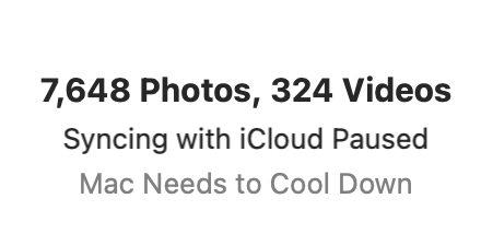 Mac needs to cool down – Photos iCloud sync paused