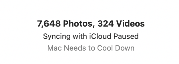 Mac needs to cool down – Photos iCloud sync paused